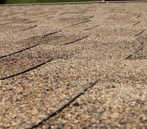 Close up of new shingles on roof