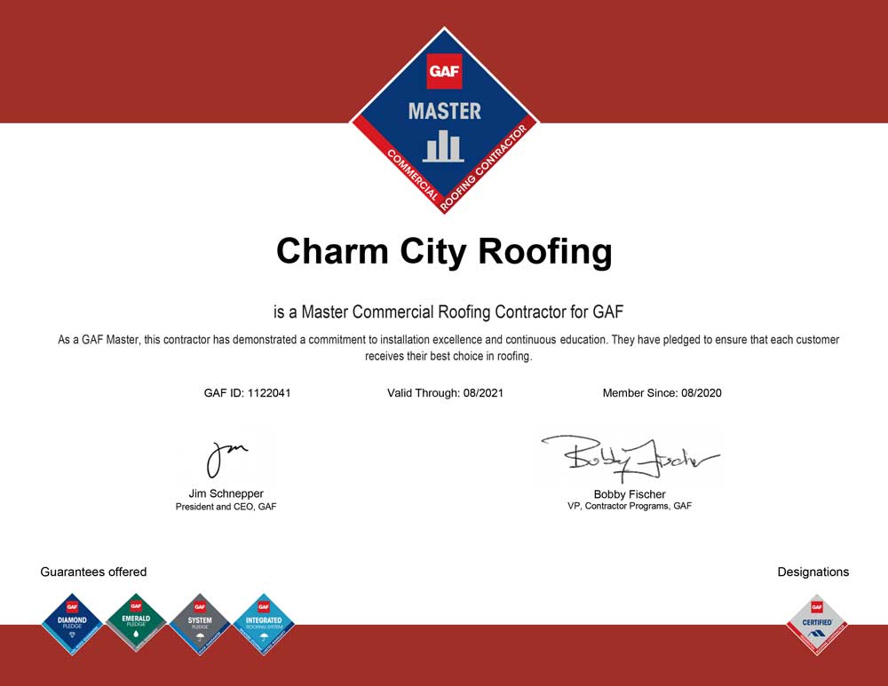 GAF Commercial Roofing Master Certificaion