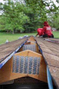 An open ridge prior to installing ventilation and ridge caps 